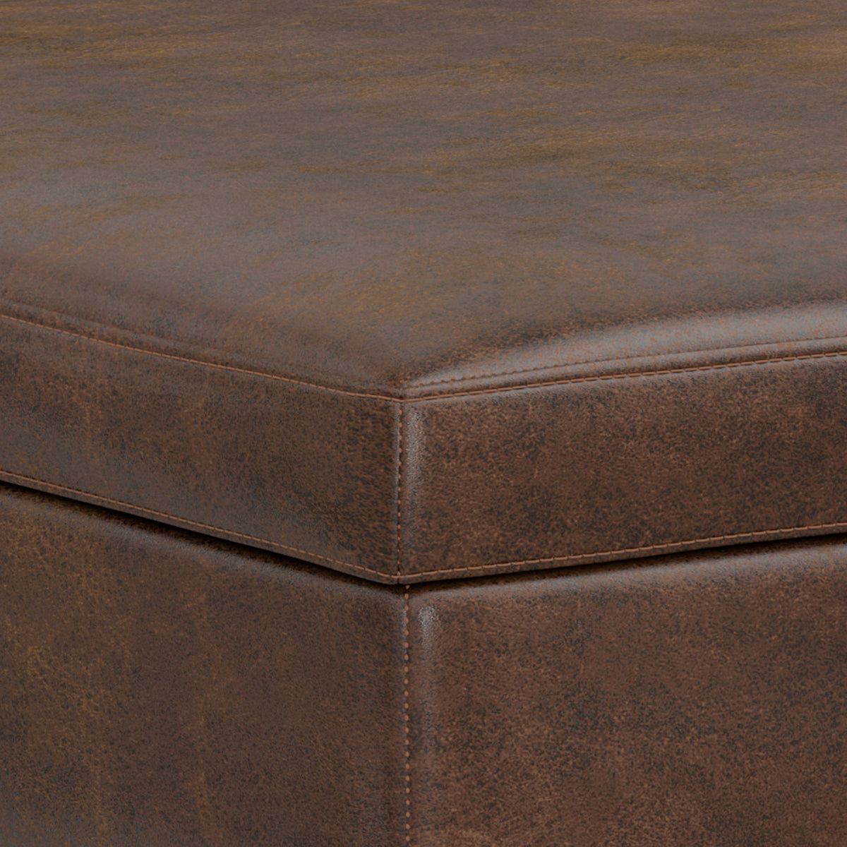 40" Brown Leather Cocktail Ottoman With Storage