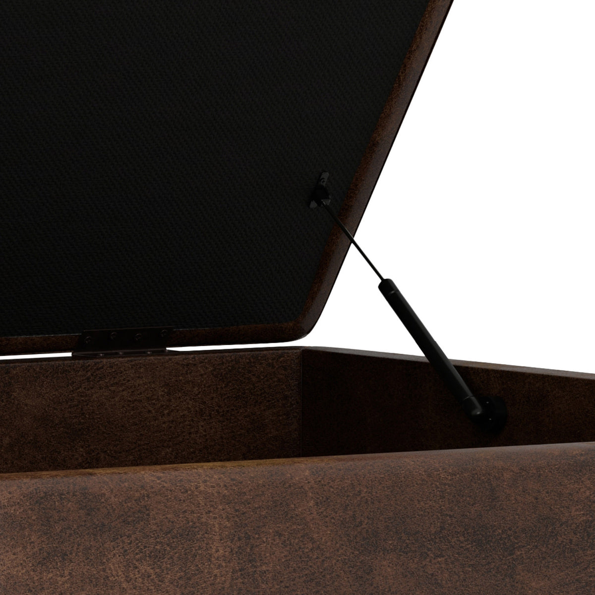 40" Brown Leather Cocktail Ottoman With Storage