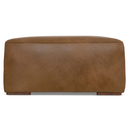 34" Brown Leather Ottoman
