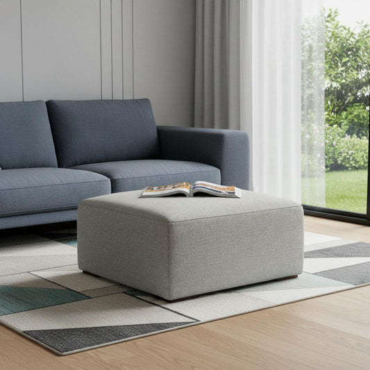 34" Gray and Brown Fabric Ottoman