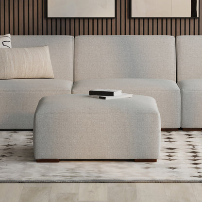 34" Gray and Brown Fabric Ottoman
