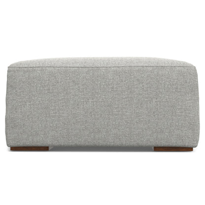34" Gray and Brown Fabric Ottoman