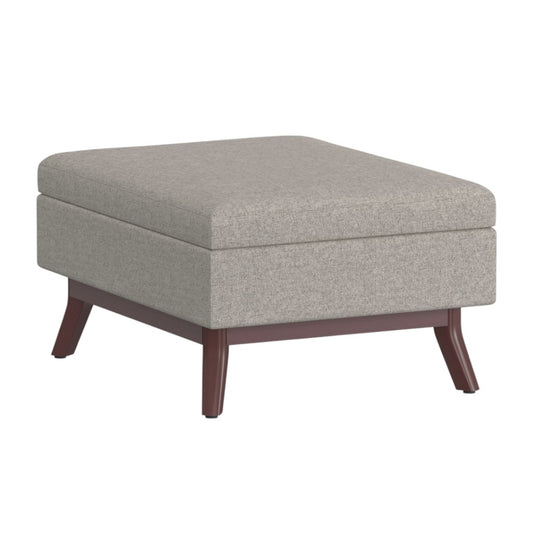34" Gray and Brown Fabric Cocktail Ottoman With Storage