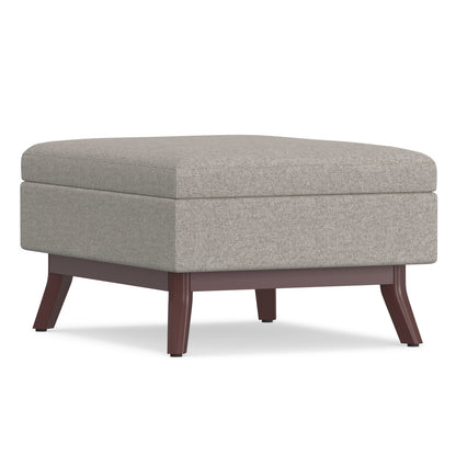 34" Gray and Brown Fabric Cocktail Ottoman With Storage