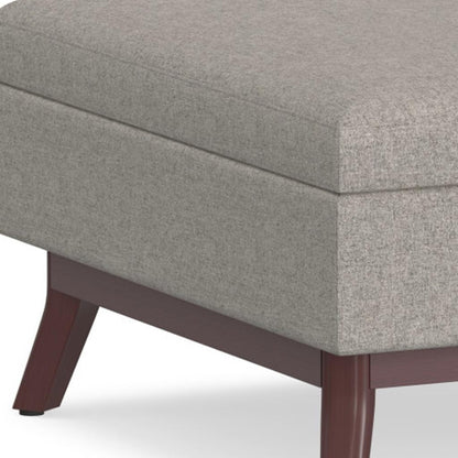 34" Gray and Brown Fabric Cocktail Ottoman With Storage