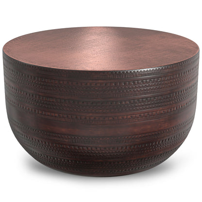 18" Bronze Metal Round Drum End Table