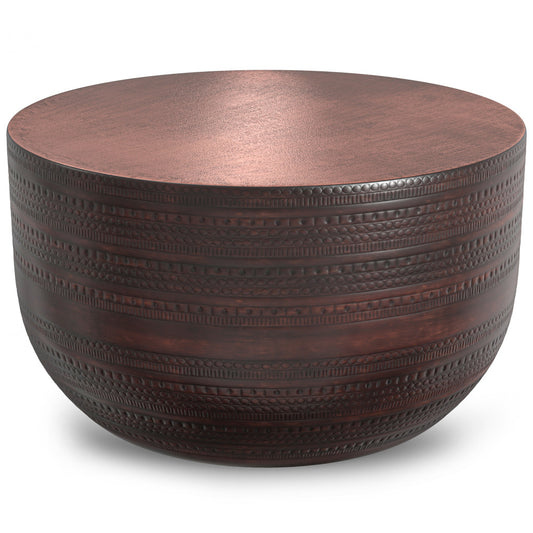 18" Bronze Metal Round Drum End Table