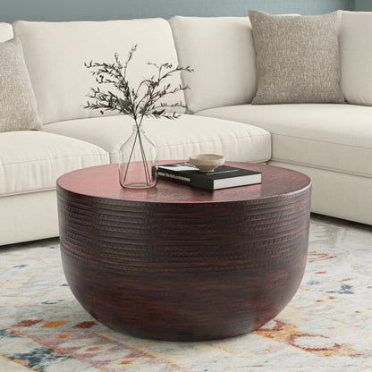 18" Bronze Metal Round Drum End Table