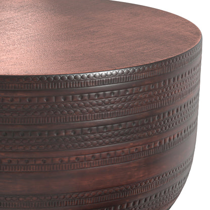 18" Bronze Metal Round Drum End Table