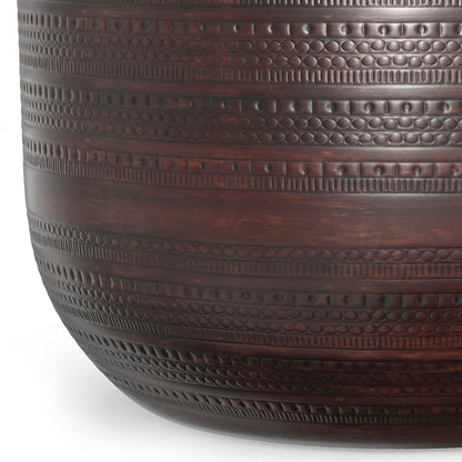 18" Bronze Metal Round Drum End Table