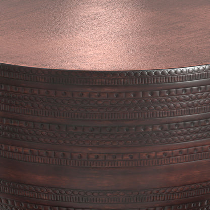 18" Bronze Metal Round Drum End Table