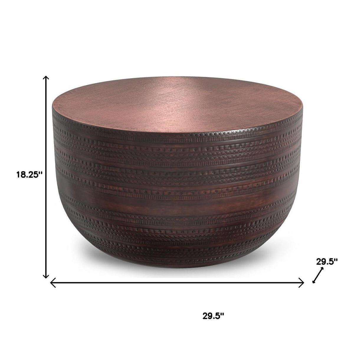 18" Bronze Metal Round Drum End Table