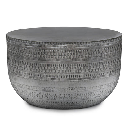 18" Silver Metal Round Drum End Table