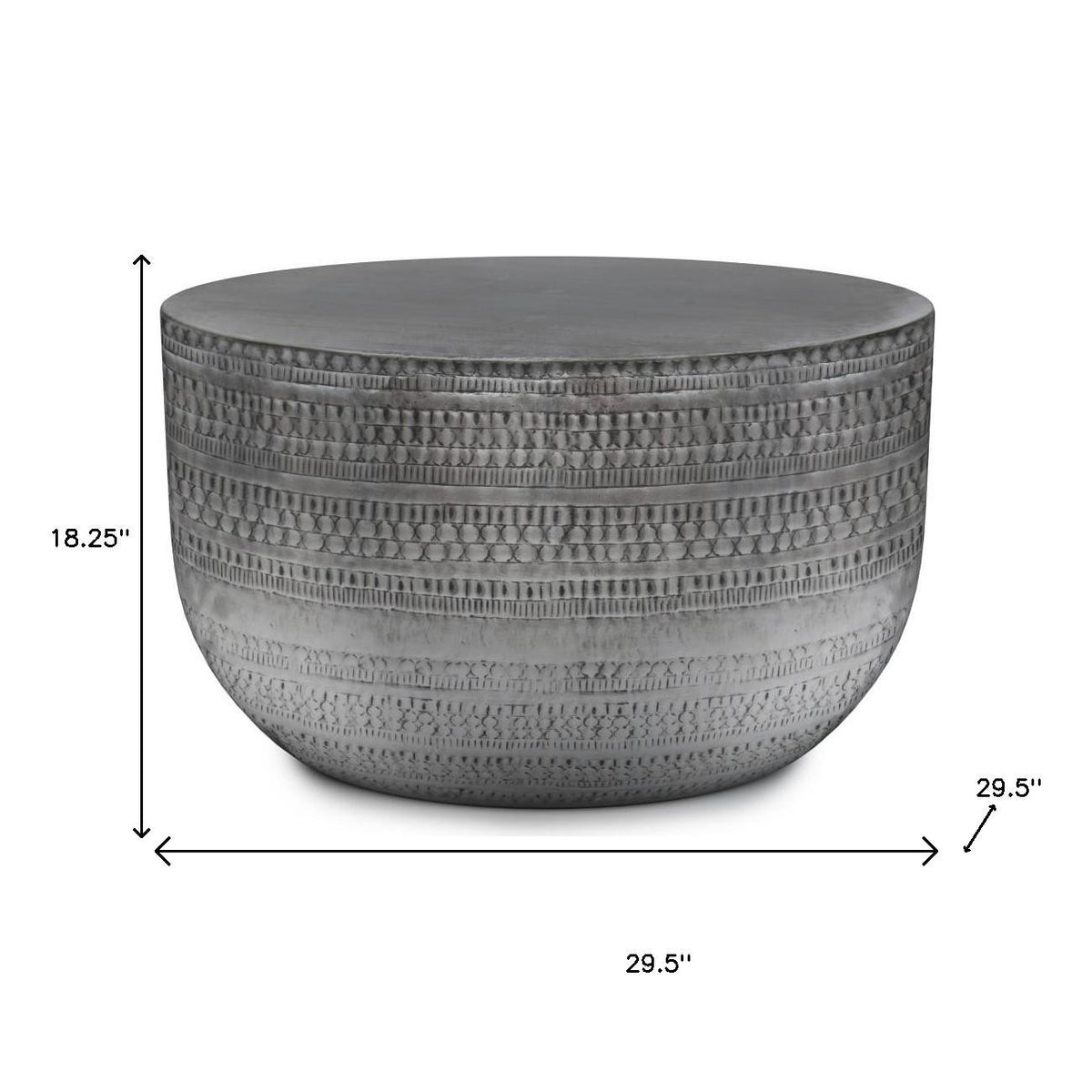 18" Silver Metal Round Drum End Table