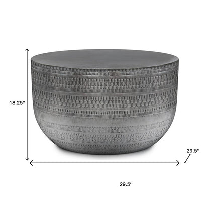 18" Silver Metal Round Drum End Table