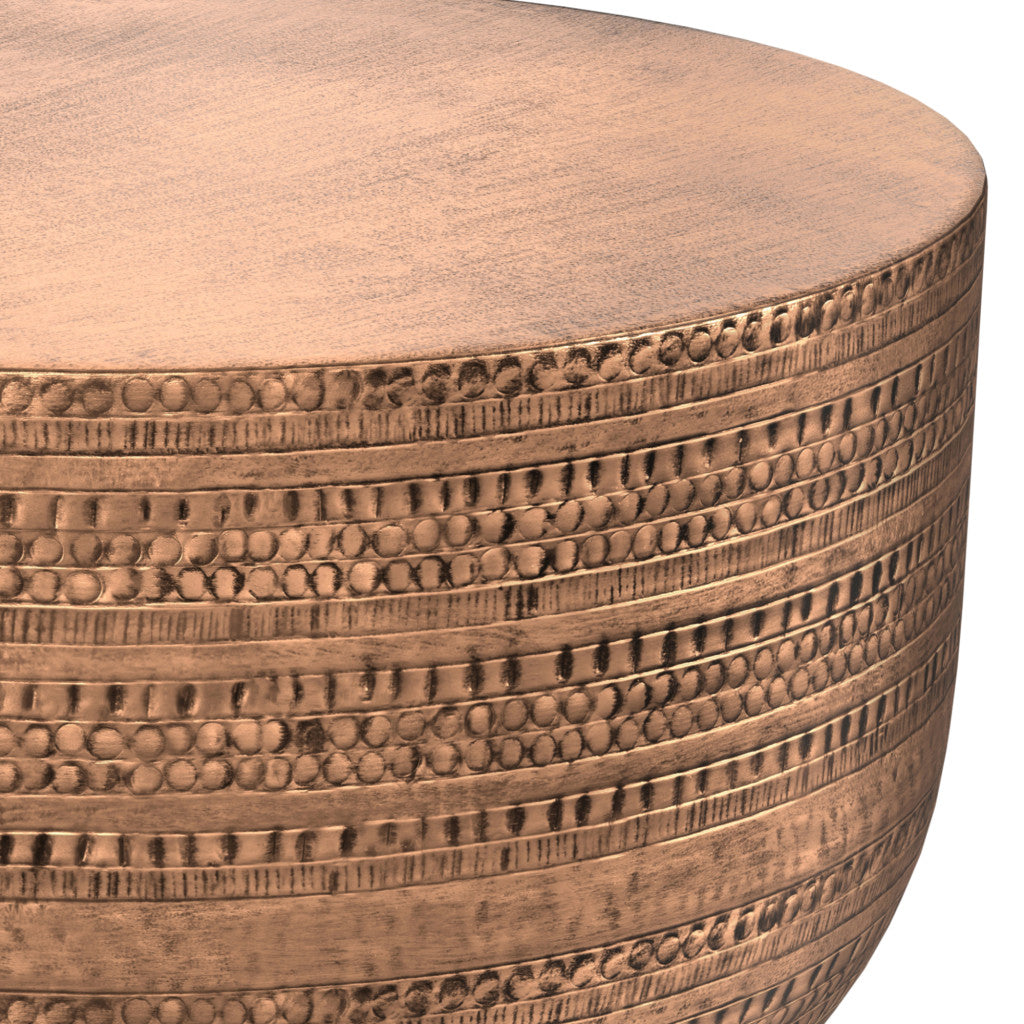 18" Copper Metal Round Drum End Table