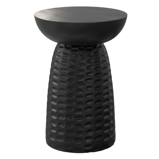 18" Black Solid Wood Round End Table