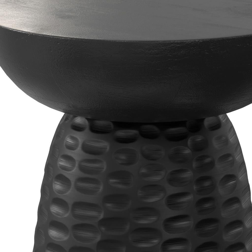 18" Black Solid Wood Round End Table