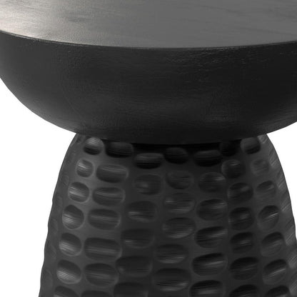 18" Black Solid Wood Round End Table