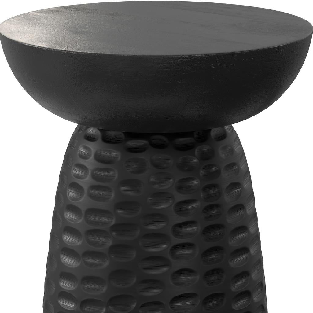 18" Black Solid Wood Round End Table