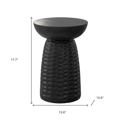 18" Black Solid Wood Round End Table