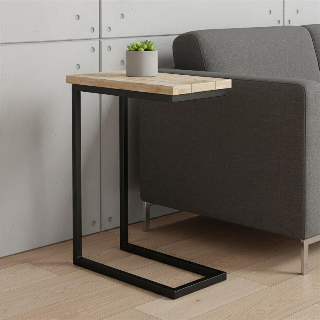 24" White Metal End Table