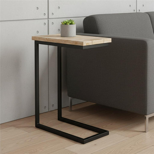 24" White Metal End Table
