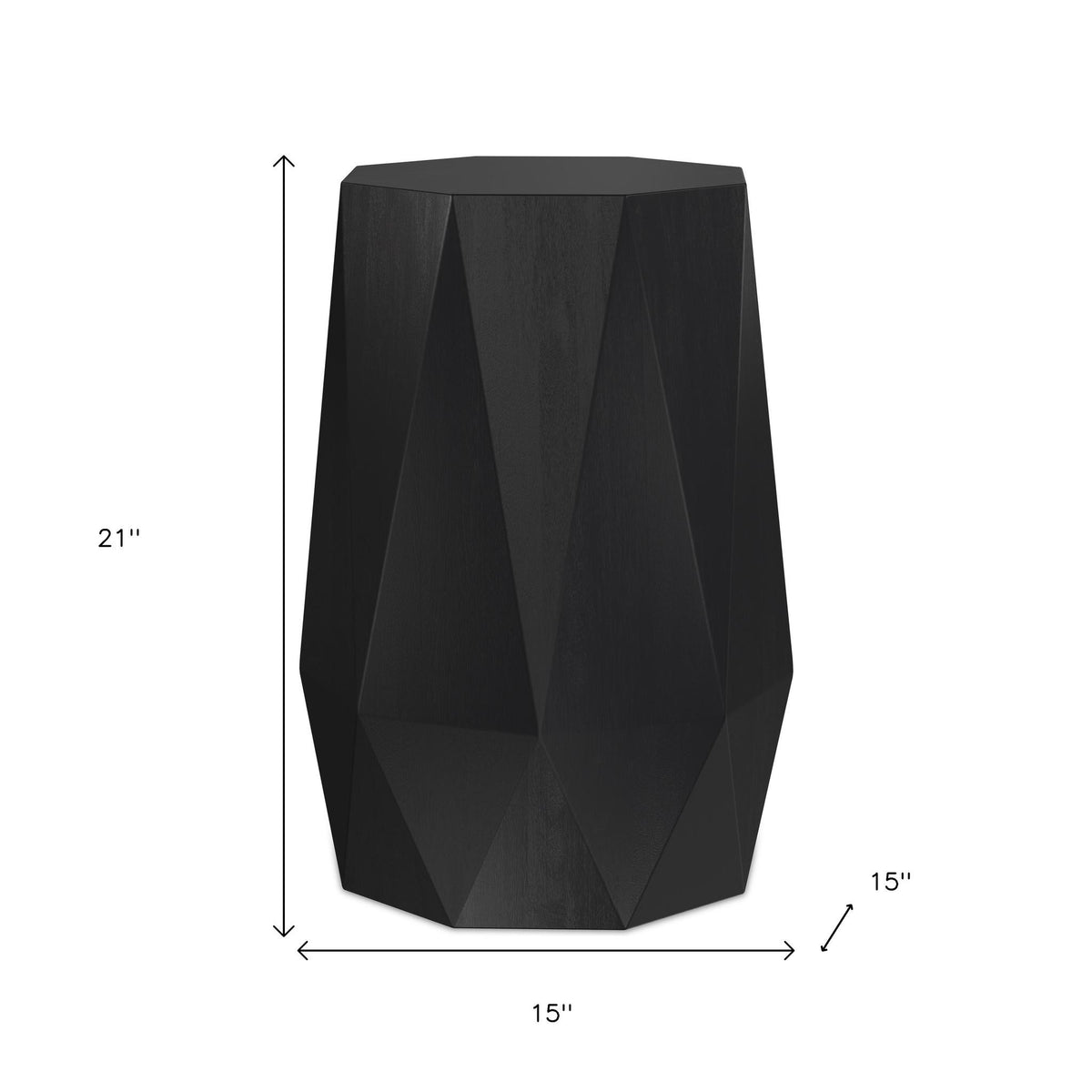 21" Black Solid Wood End Table
