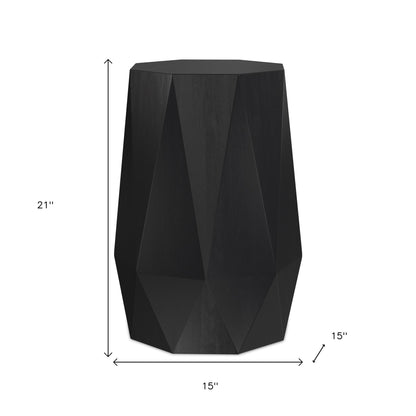 21" Black Solid Wood End Table