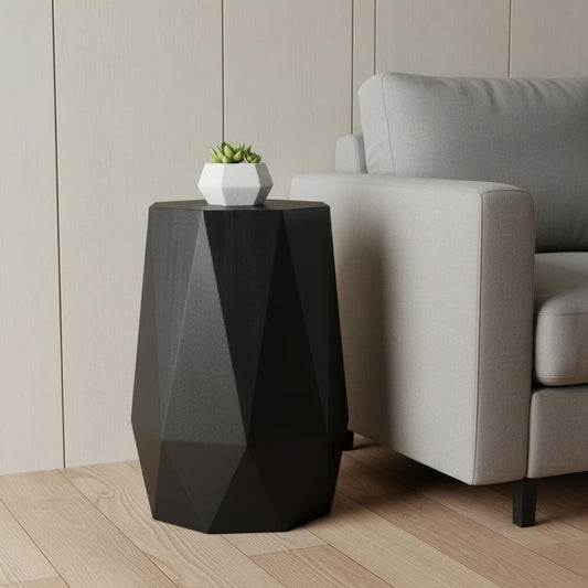 21" Black Solid Wood End Table