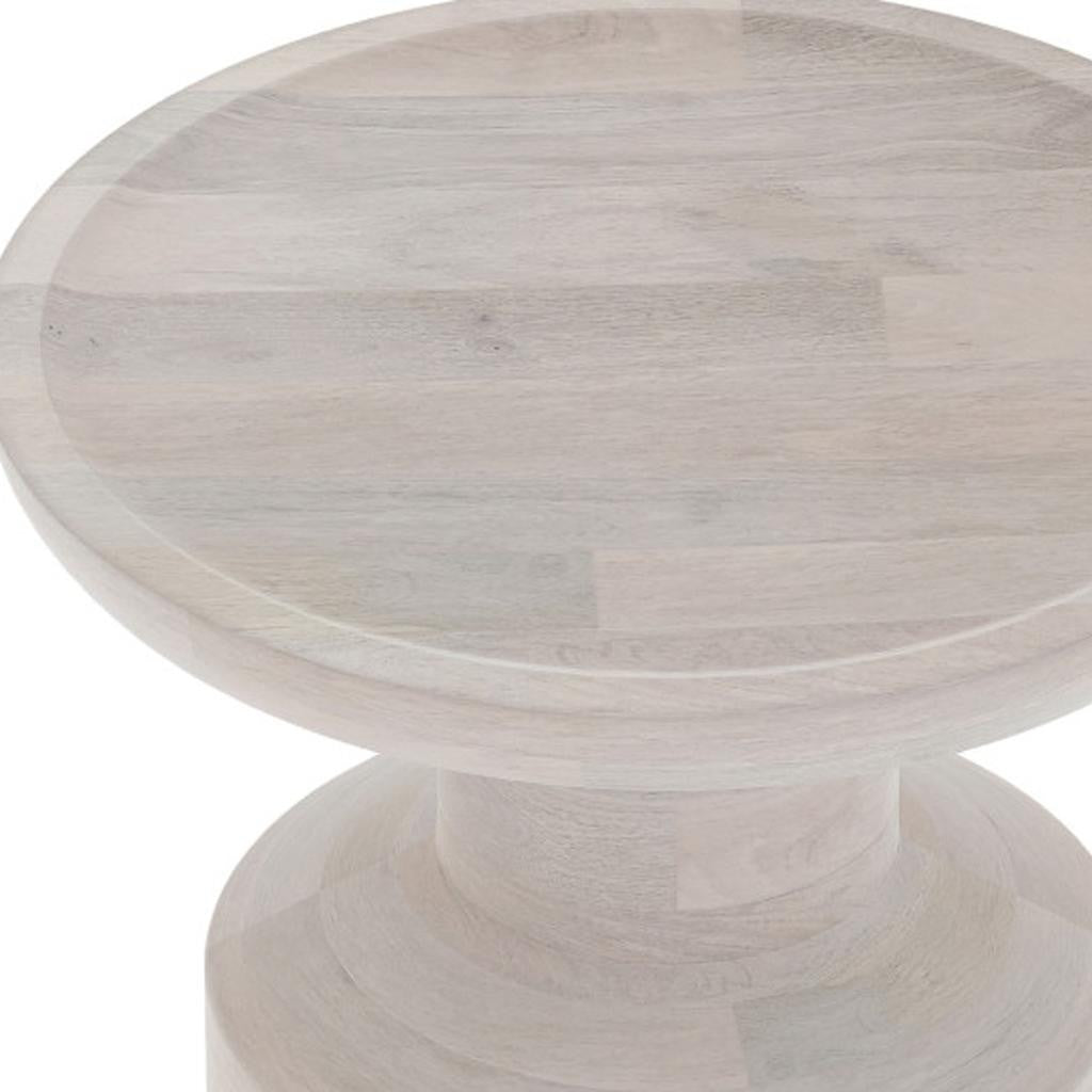 18" White Solid Wood Round End Table
