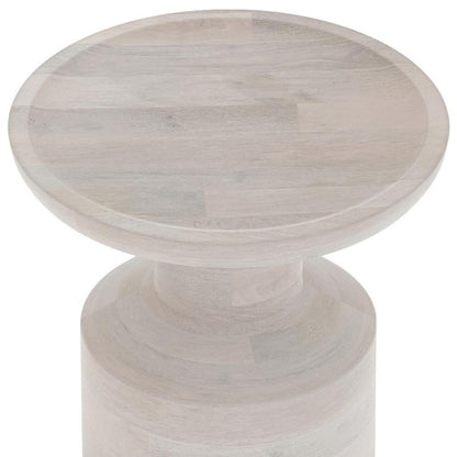 18" White Solid Wood Round End Table