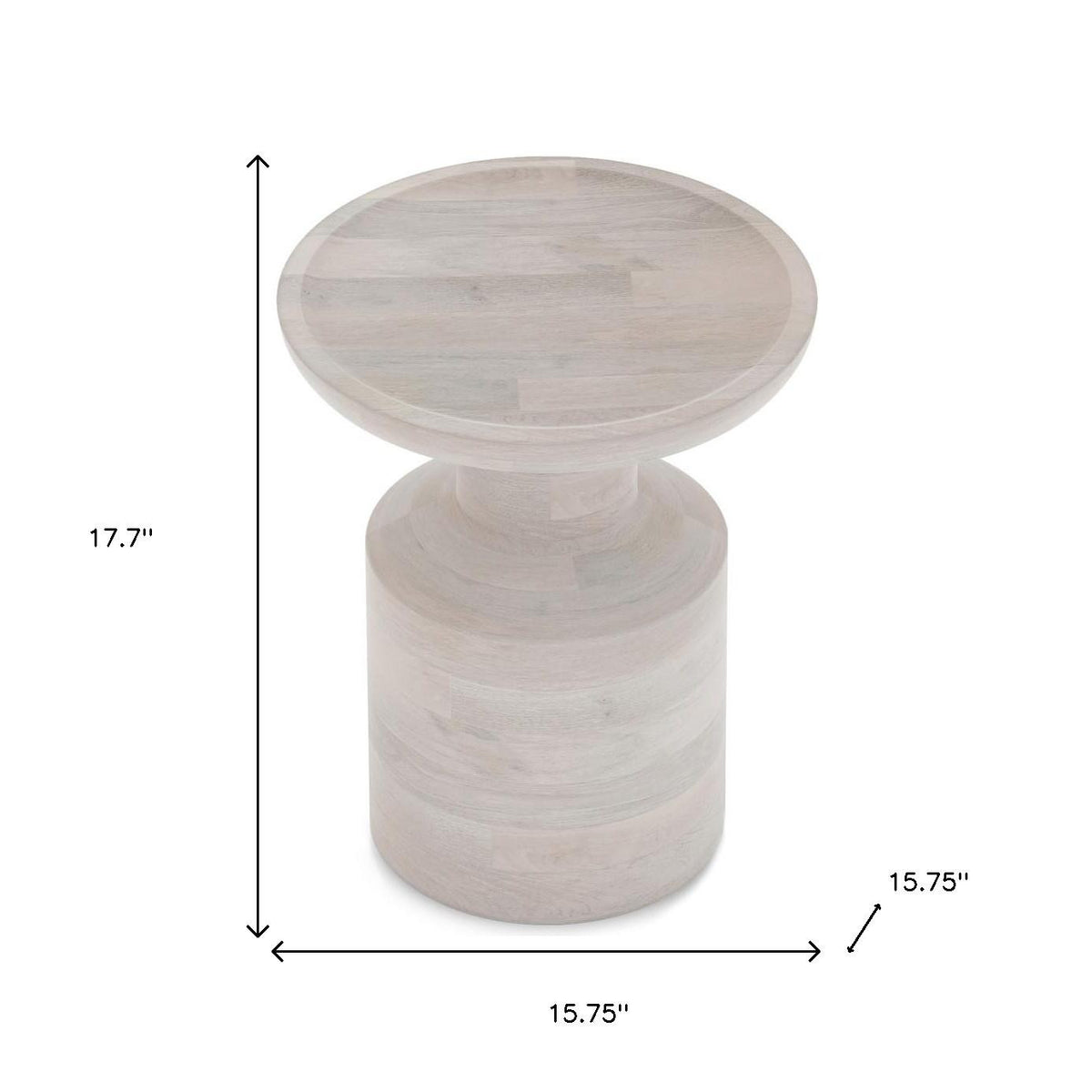 18" White Solid Wood Round End Table