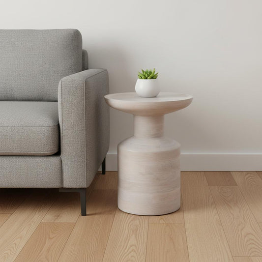 18" White Solid Wood Round End Table