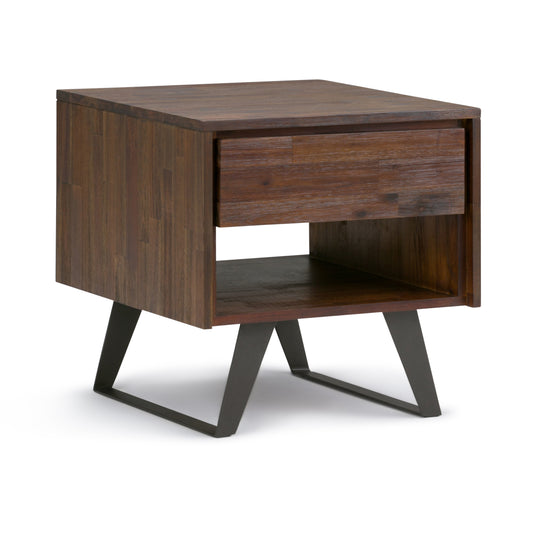 22" Brown Metal Square End Table