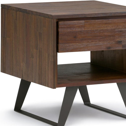 22" Brown Metal Square End Table