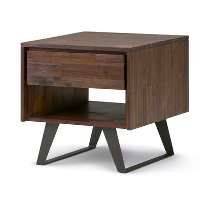 22" Brown Metal Square End Table