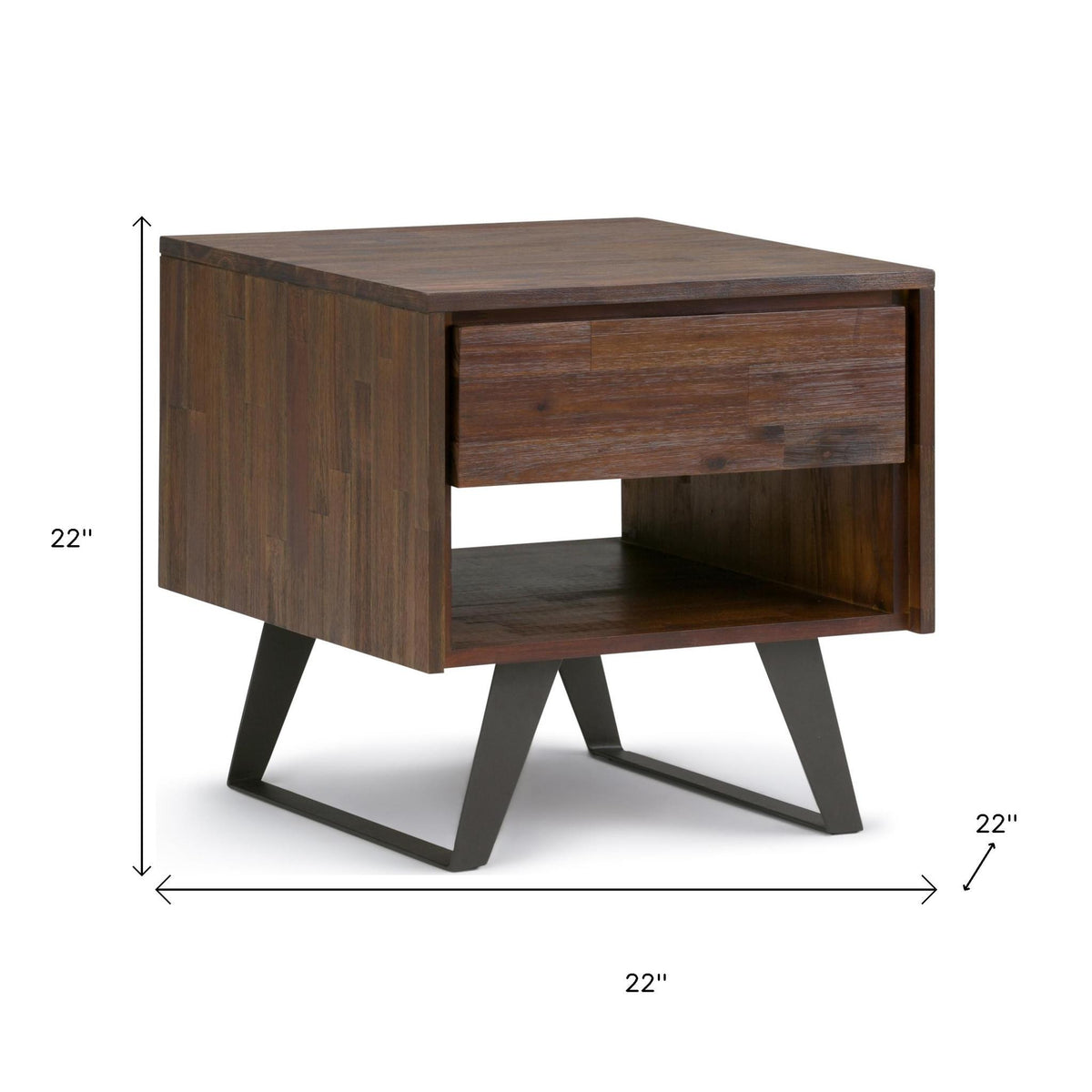 22" Brown Metal Square End Table