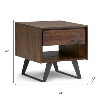 22" Brown Metal Square End Table