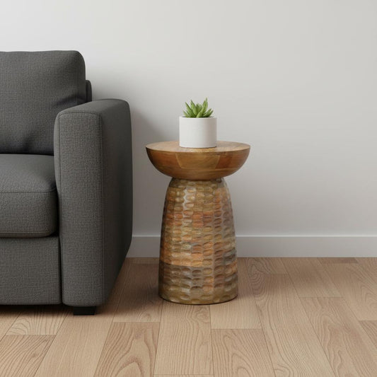 18" Natural Solid Wood Round End Table