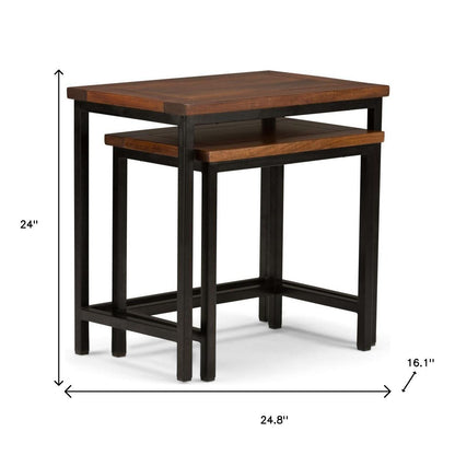 24" Brown Metal End Table