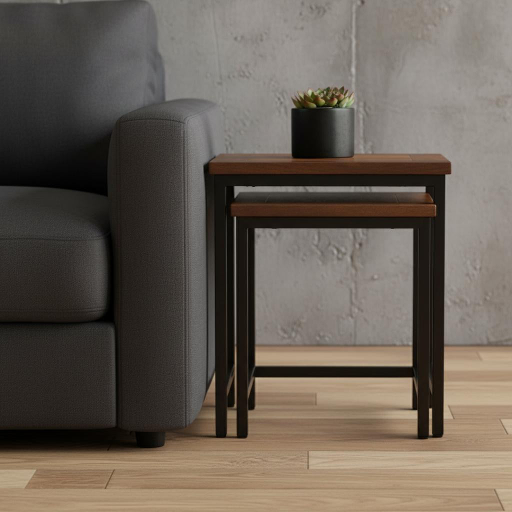 24" Brown Metal End Table