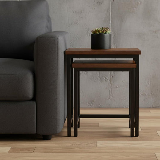 24" Brown Metal End Table