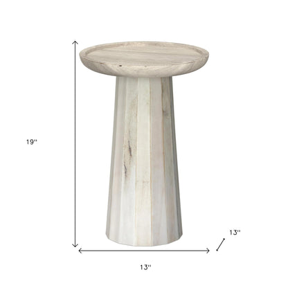 19" White Solid Wood Round End Table
