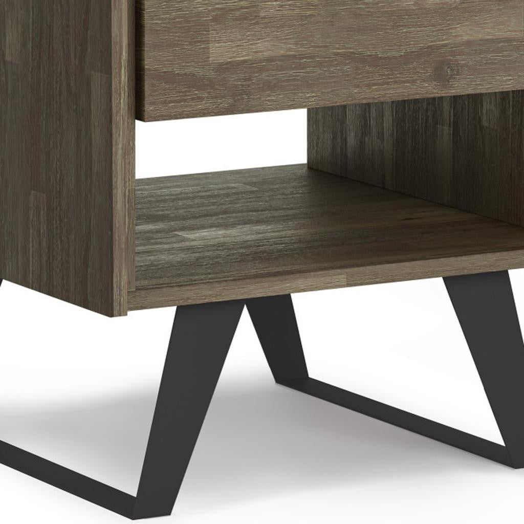 22" Gray Metal Square End Table