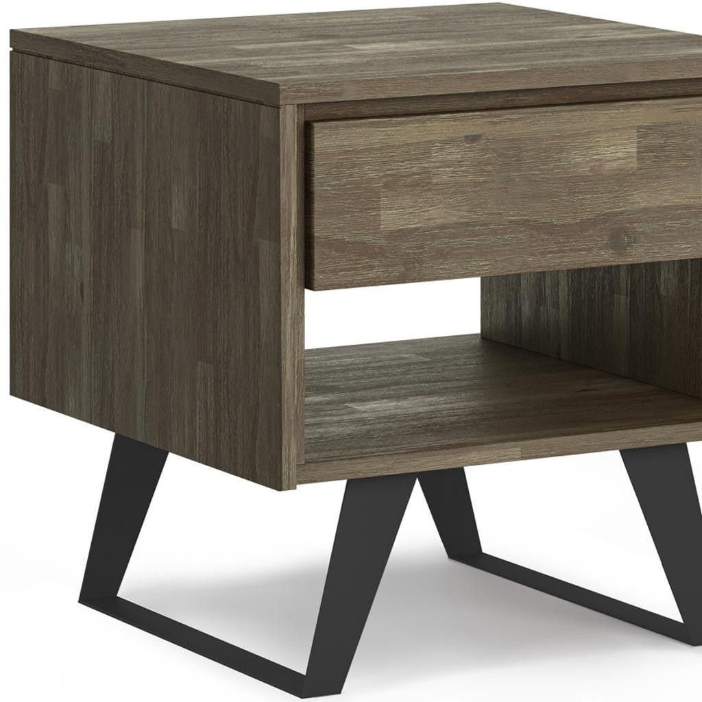22" Gray Metal Square End Table