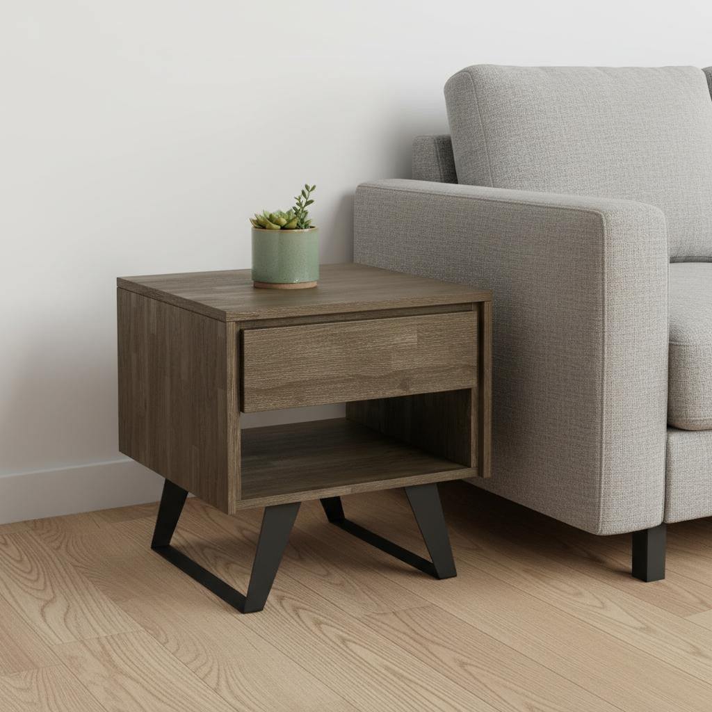 22" Gray Metal Square End Table