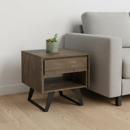 22" Gray Metal Square End Table