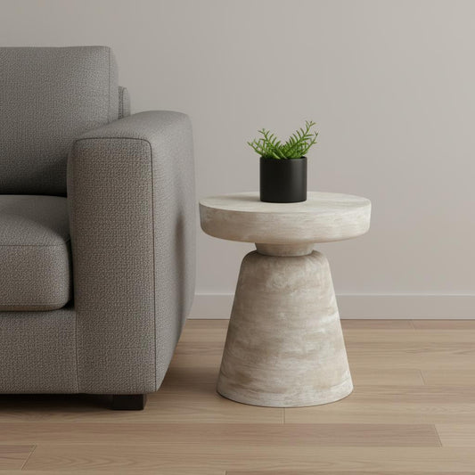18" White Solid Wood Round End Table