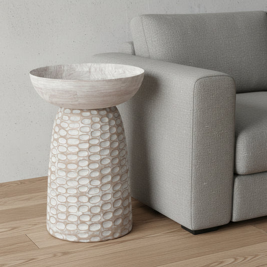 18" White Solid Wood Round End Table